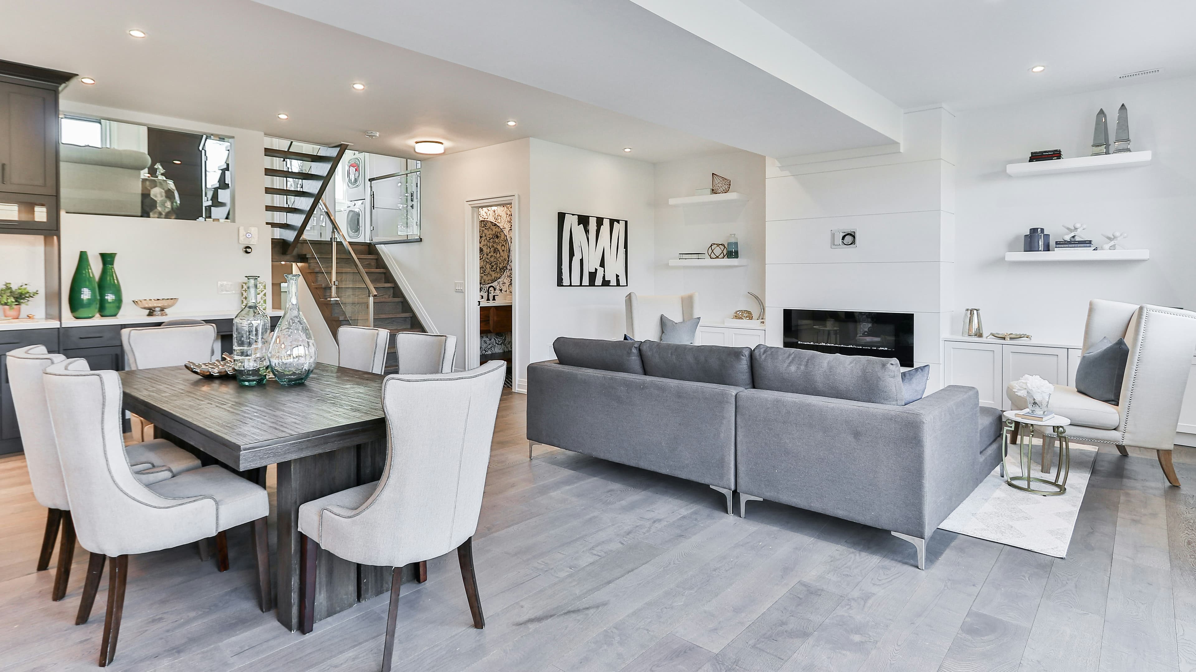 Conceptual warm apartment interior prepared for product-interface overlays